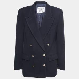 Burberry Vintage Navy Blue Wool & Cashmere Blazer M