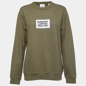 Burberry Dark Moss Cotton Crew Neck Side Panel Sweatshirt S