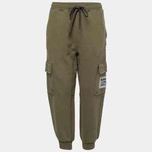 Burberry Dark Moss Cotton Logo Print Joggers S