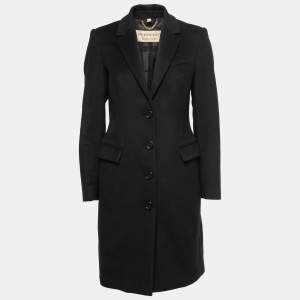 Burberry Black Wool Single-Breasted Coat M
