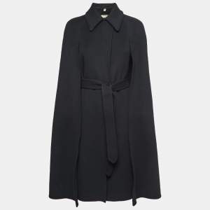 Pre Owned Burberry Black Cashmere Cape Coat XS