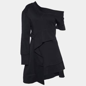 Burberry Black Cotton Knit Asymmetric Mini Dress S