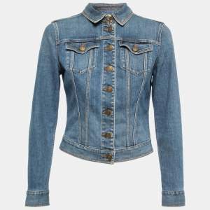 Pre Owned Burberry Blue Washed Denim Button Front Jacket S