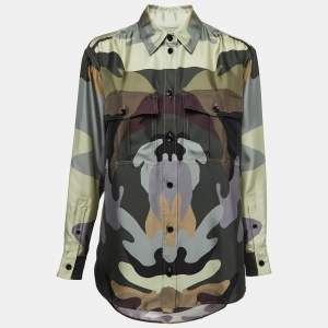 Burberry Multicolor Printed Silk Long Sleeve Shirt XS