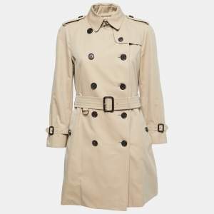Burberry Beige Gabardine Belted Mid-Length Trench Coat M