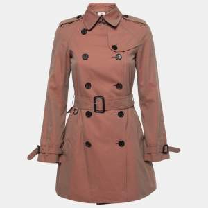 Burberry Pink Cotton Belted Trench Coat XS