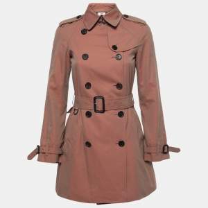 Burberry Pink Cotton Belted Trench Coat XS