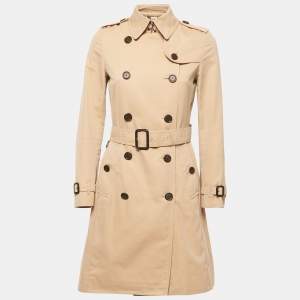Burberry Beige Cotton Belted Trench Coat XS