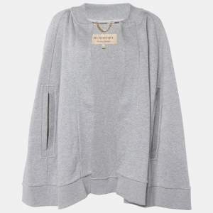 Burberry Grey Cotton Knit Cape Jacket L