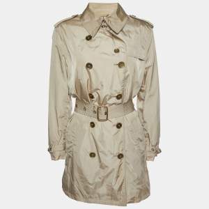 Burberry Beige Polyester Belted Trench Coat M