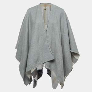 Burberry Grey Check Wool Reversible Cape One Size