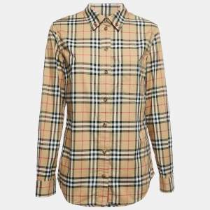 Burberry Brown Vintage Check Cotton button Front Shirt M