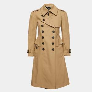 Burberry Beige Gabardine Double Breasted Trench Coat S