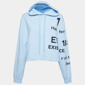 Burberry Light Blue Cotton Horseferry Cropped Hoodie M