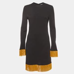 Burberry Black Viscose Chain Fringe Detail Dress S