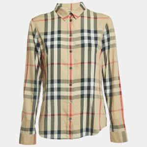 Burberry Brit Beige Nova Check Cotton Long-Sleeve Shirt L