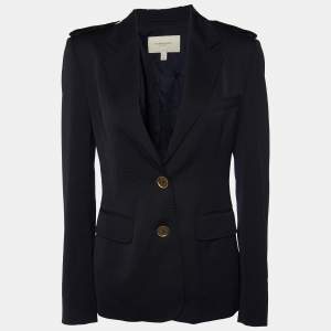 Pre Owned Burberry Black Wool Single Breasted Jacket S