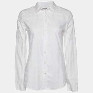 Burberry White Check Pattern Cotton Long Sleeve Shirt S