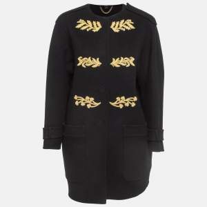 Burberry Black Embroidered Cashmere Coat S