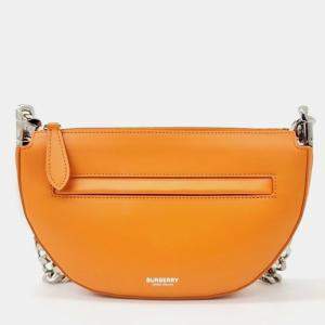 Burberry Orange Leather Olympia Crossbody Bag