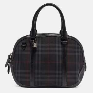 Burberry Black Haymarket Check Nylon and Leather Orchard Bag