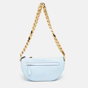 Burberry Pale Blue Leather Small Olympia Chain Shoulder Bag