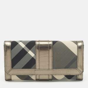 Burberry Metallic Nova check Nylon and Leather Penrose Continental Wallet