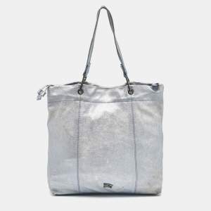 Burberry Metallic Blue Leather Elmgate Tote