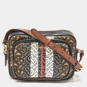 Pre Owned Burberry Multicolor TB-Print Coated Canvas and Leather Camera Crossbody Bag