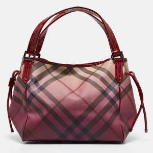 Burberry Burgundy Ombre Supernova Check PVC and Patent Leather Bilmore Tote