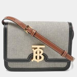 Burberry Tricolor Canvas and Leather Small TB Shoulder Bag