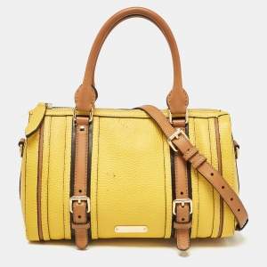 Burberry Yellow/Brown Leather Medium Alchester Bowling Bag