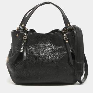 Burberry Black/Beige House Check Canvas and Leather Maidstone Tote