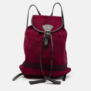 Burberry Magenta Mega Check Canvas Chiltern Backpack