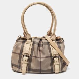 Burberry Smoked Check PVC and Leather Lowry Tote