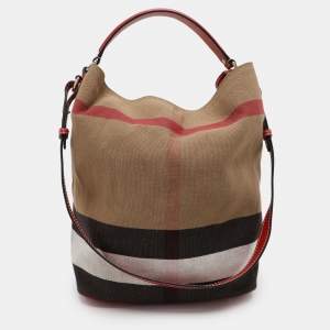 Burberry Brown/Multicolor Mega Check Canvas and Leather Medium Ashby Hobo