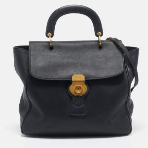 Burberry Black Leather DK88 Top Handle Bag