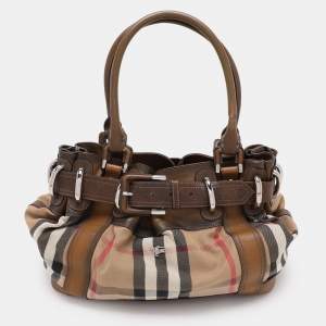 Burberry Brown House Check Canvas and Leather Beaton Tote