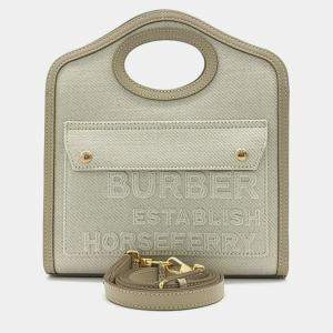 Burberry Beige Canvas and Leather pocket mini bag