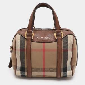 Burberry Beige/Brown Canvas and Leather Small Alchester Bowler Bag