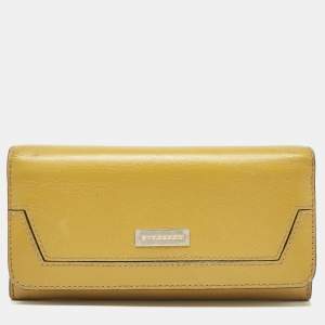 Burberry Yellow Leather Continental Wallet