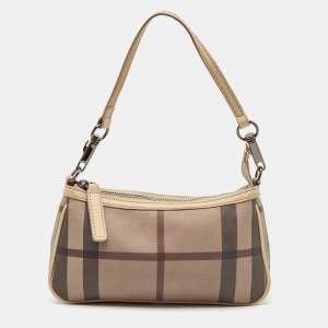 Pre Owned Burberry Beige Smoked Check PVC Small Aston Shoulder Bag