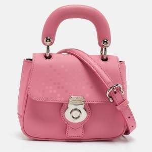 Burberry Dark Pink Leather Mini DK88 Top Handle Bag