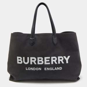 Burberry Black Canvas Lewes Tote