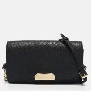 Burberry Black Leather Madison Wallet on Chain