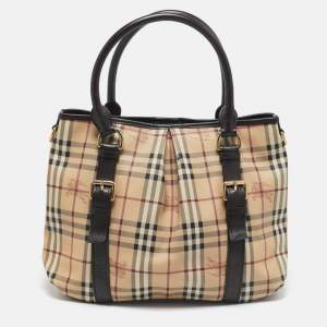 Burberry Beige/Brown Haymarket Check Coated Canvas and Leather Northfield Tote