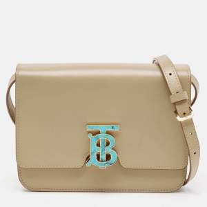 Burberry Beige Leather Small TB Shoulder Bag