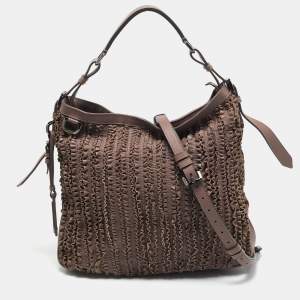 Burberry Lilac Leather Ruffled Lowry Hobo