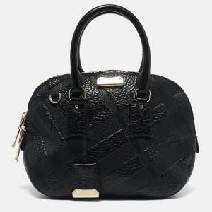 Burberry Black Check Embossed Leather Orchard Bag