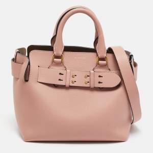 Burberry Old Rose Leather Small Belt Tote
